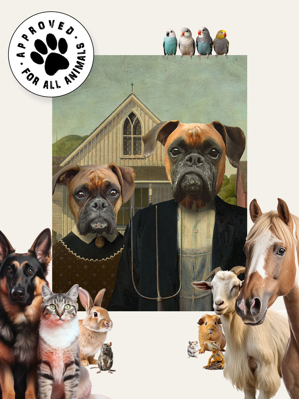 American Gothic (2 Pets) – Custom Pet Canvas
