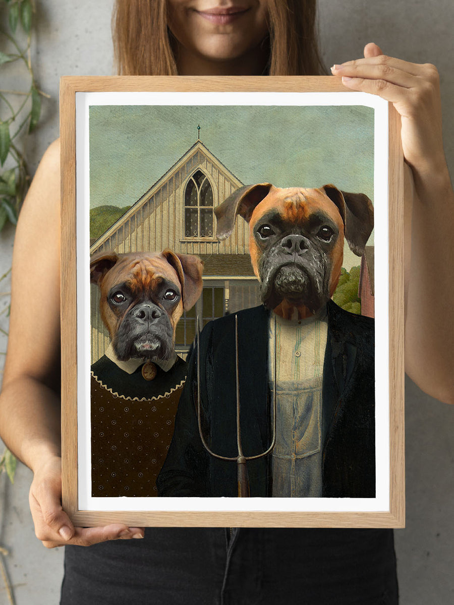 American Gothic (2 Pets) - Custom Pet Portrait