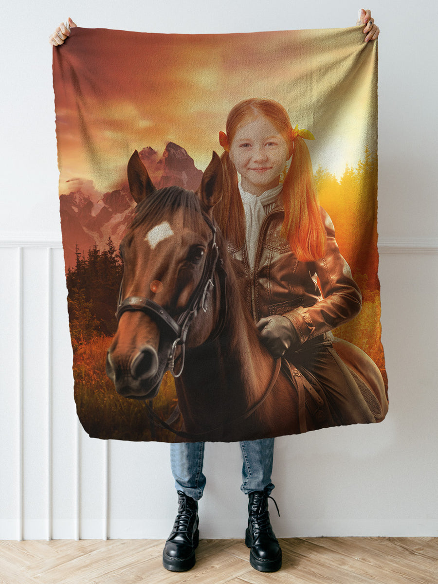 Horse Rider - Custom Kids Blanket