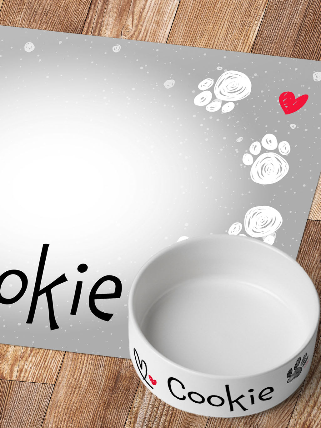 Love - Personalised Pet Bowl + Mat Combo