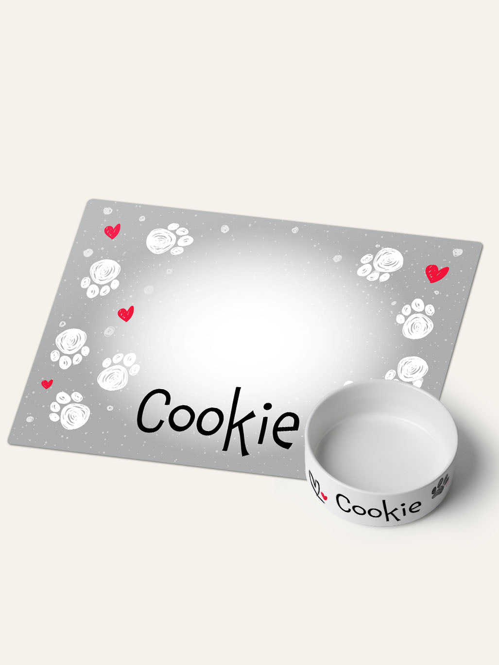 Love - Personalised Pet Bowl + Mat Combo