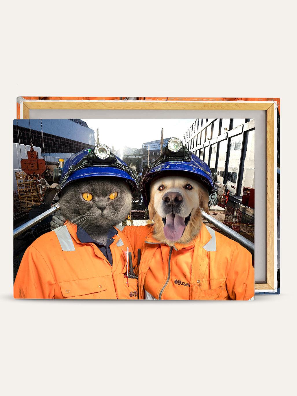 Construction Workmates - Custom Pet Canvas - Purr & Mutt