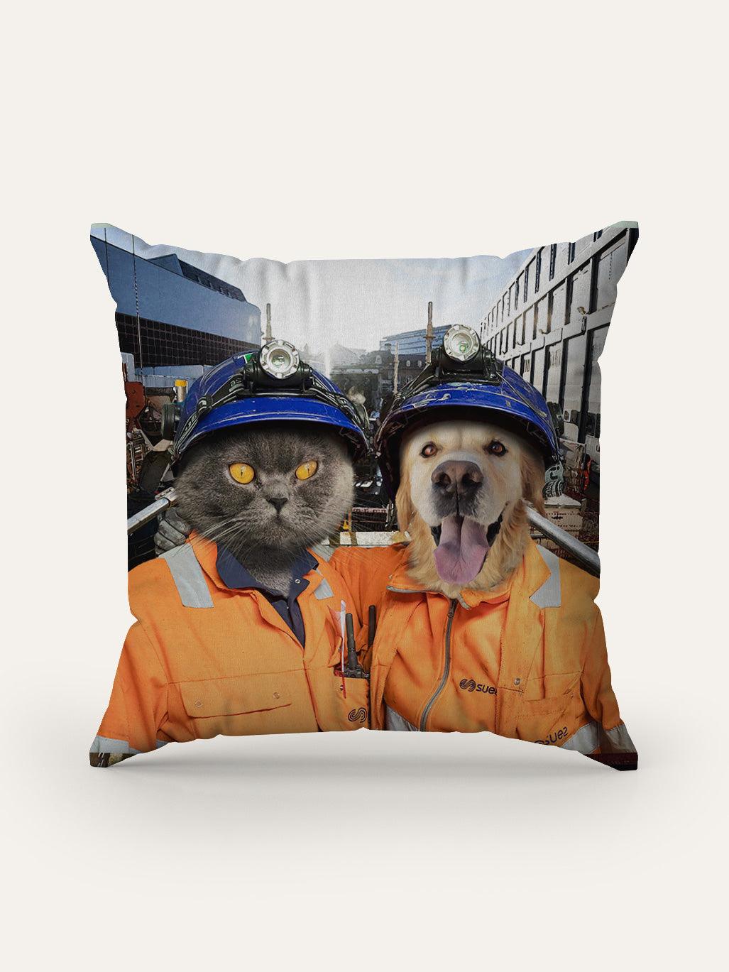 Construction Workmates - Custom Pet Cushion - Purr & Mutt