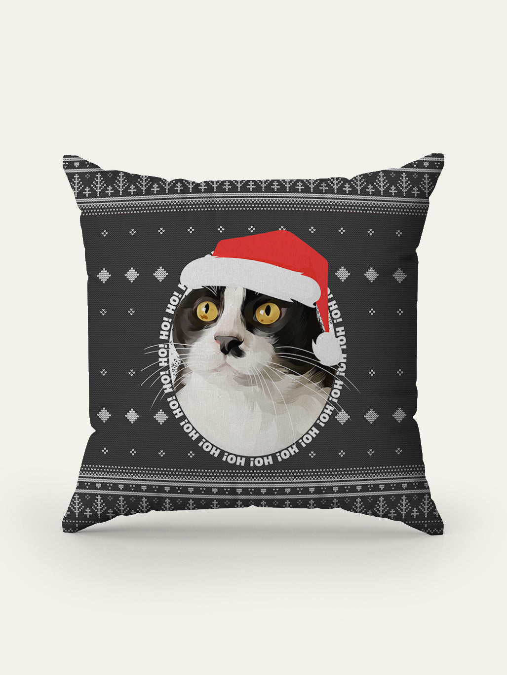 Vintage Christmas (Grey) - Custom Pet Cushion