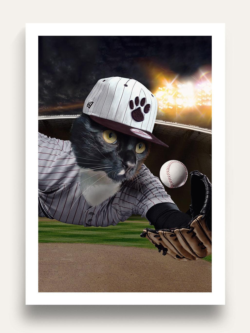 The Baseball Player - Custom Pet Portrait - Purr & Mutt