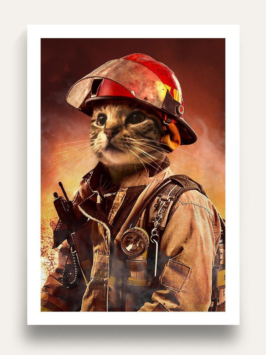 The Firefighter - Custom Pet Portrait - Purr & Mutt