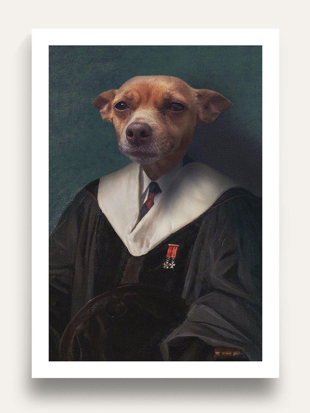 The Graduate - Custom Vintage Pet Portrait - Purr & Mutt