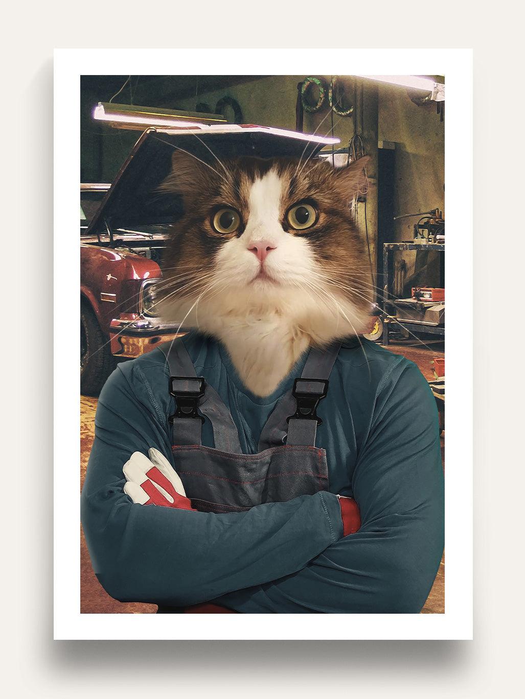The Mechanic - Custom Pet Portrait - Purr & Mutt