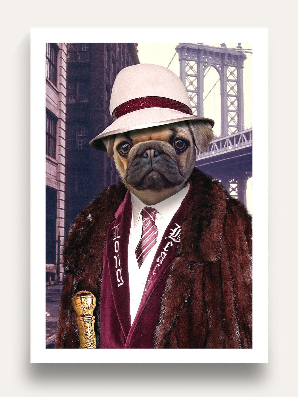 The New York Gangster - Custom Pet Portrait - Purr & Mutt