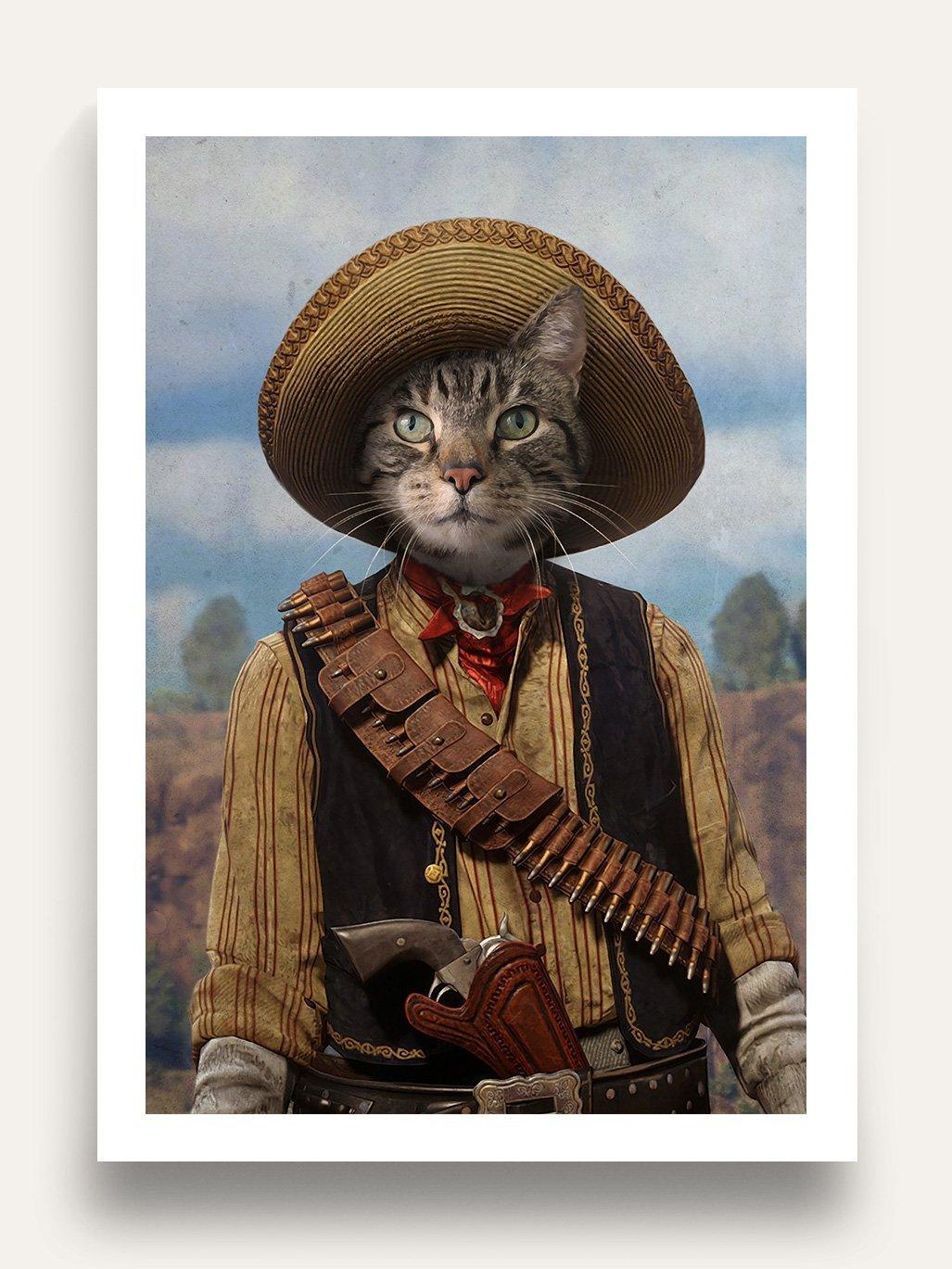 The Outlaw - Custom Vintage Pet Portrait - Purr & Mutt
