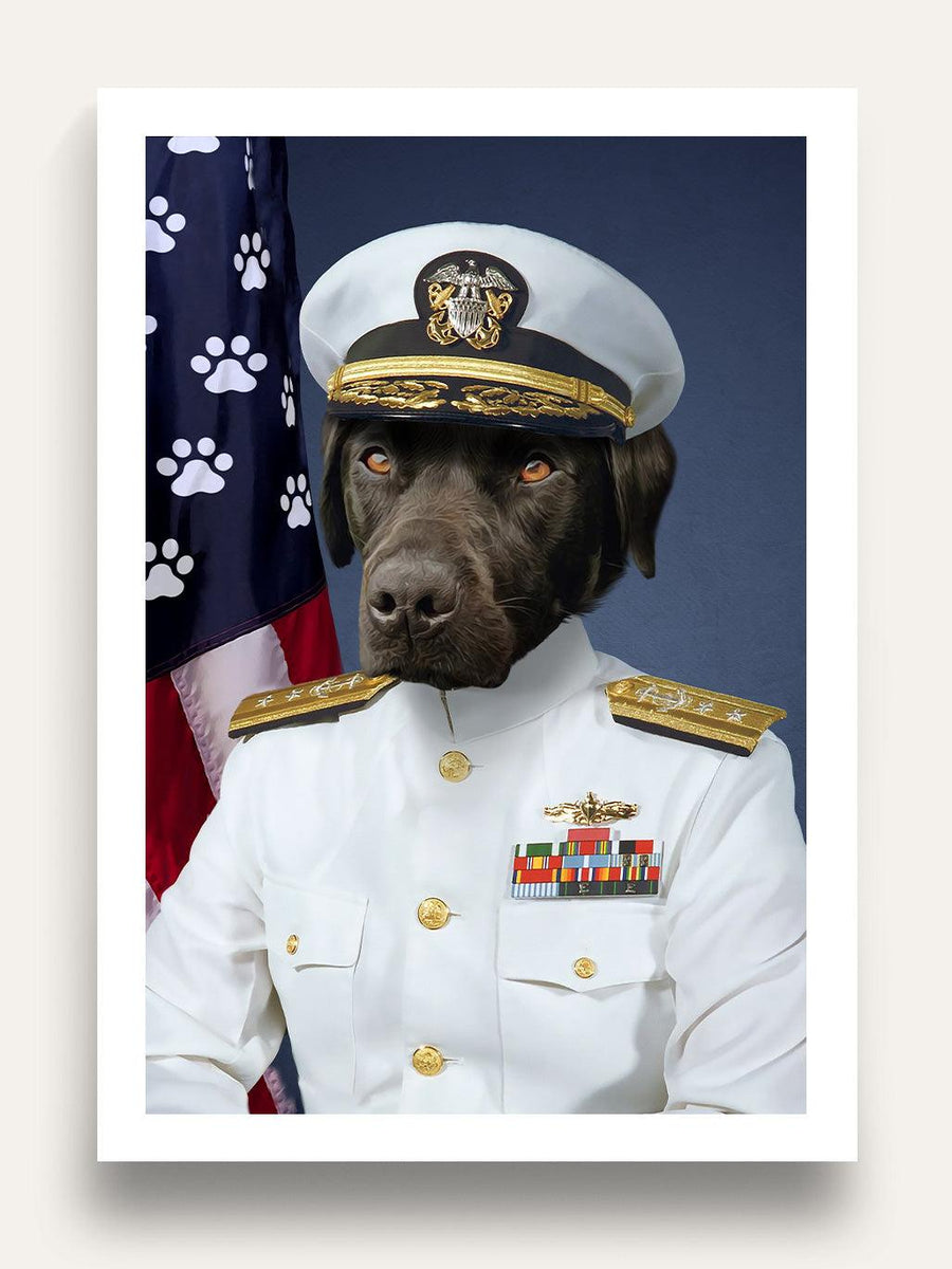 The US Navy Officer - Custom Pet Portrait - Purr & Mutt